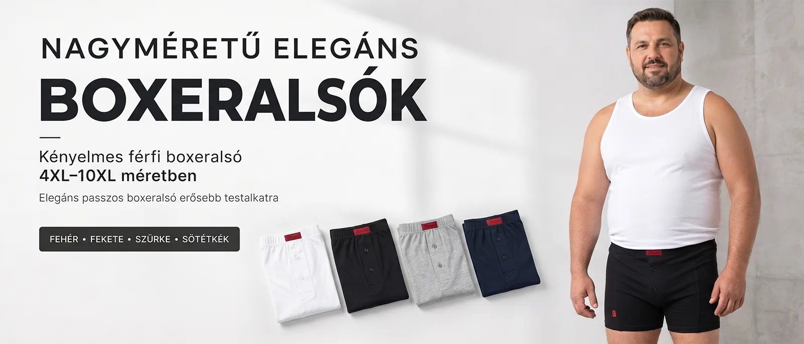 Elegáns nagyméretű boxeralsó 4XL–10XL méretben